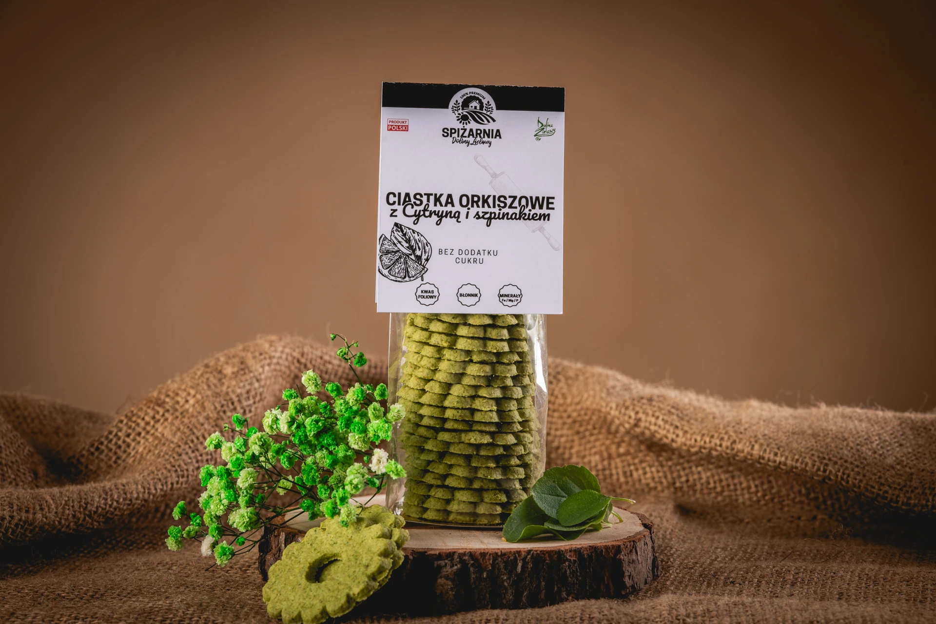 Ciastka Orkiszowe z Cytryną i Szpinakiem (100g)