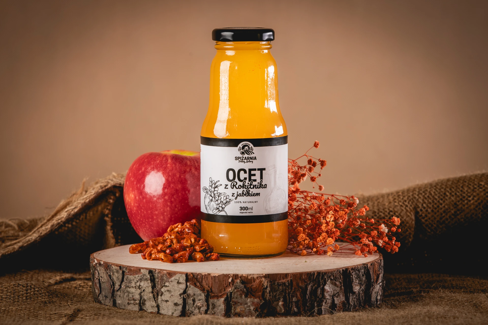 Ocet Żywy Jabłko z Rokitnikiem (300 ml)