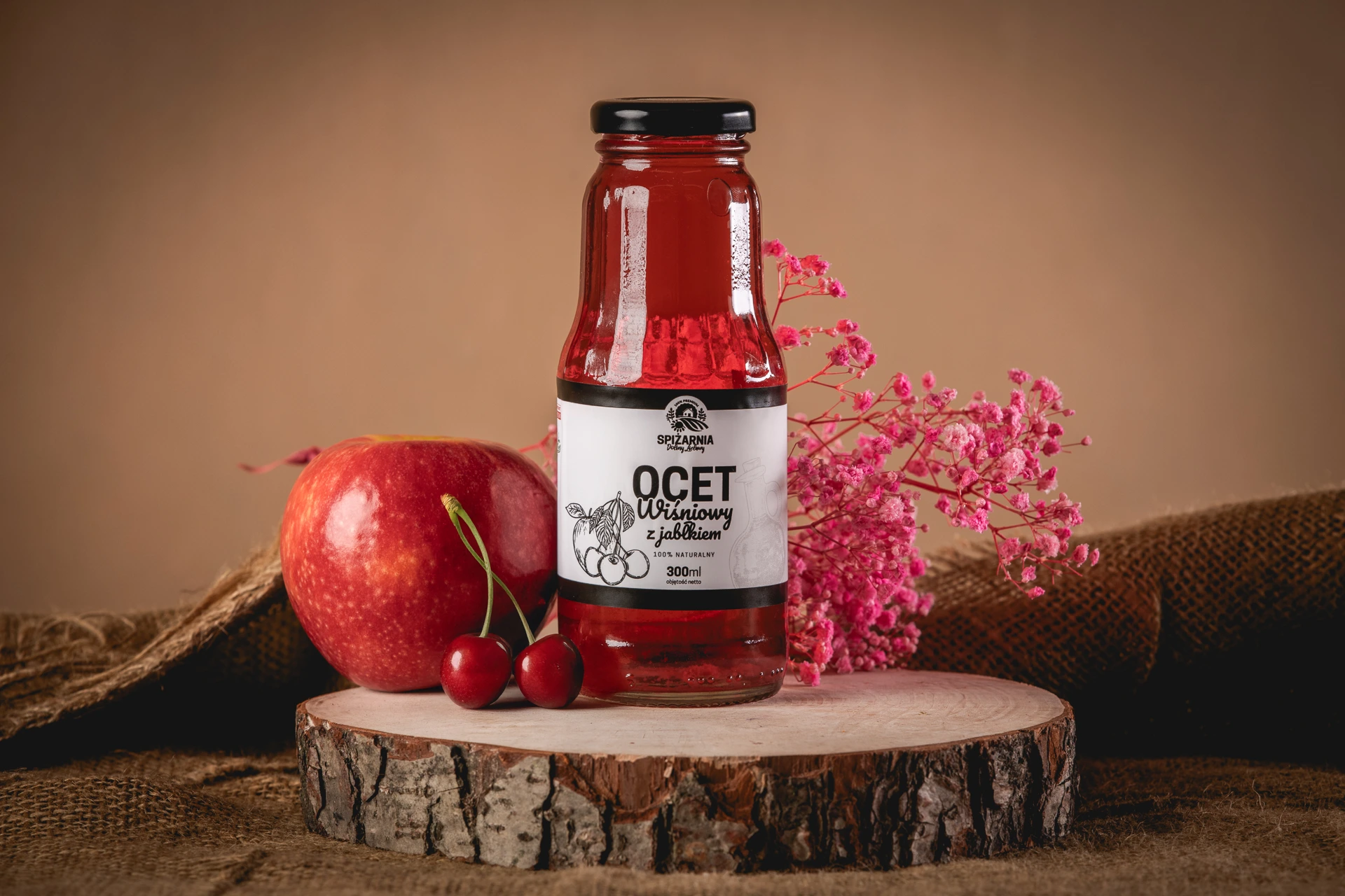 Ocet Żywy Jabłko z Wiśnią (300 ml)